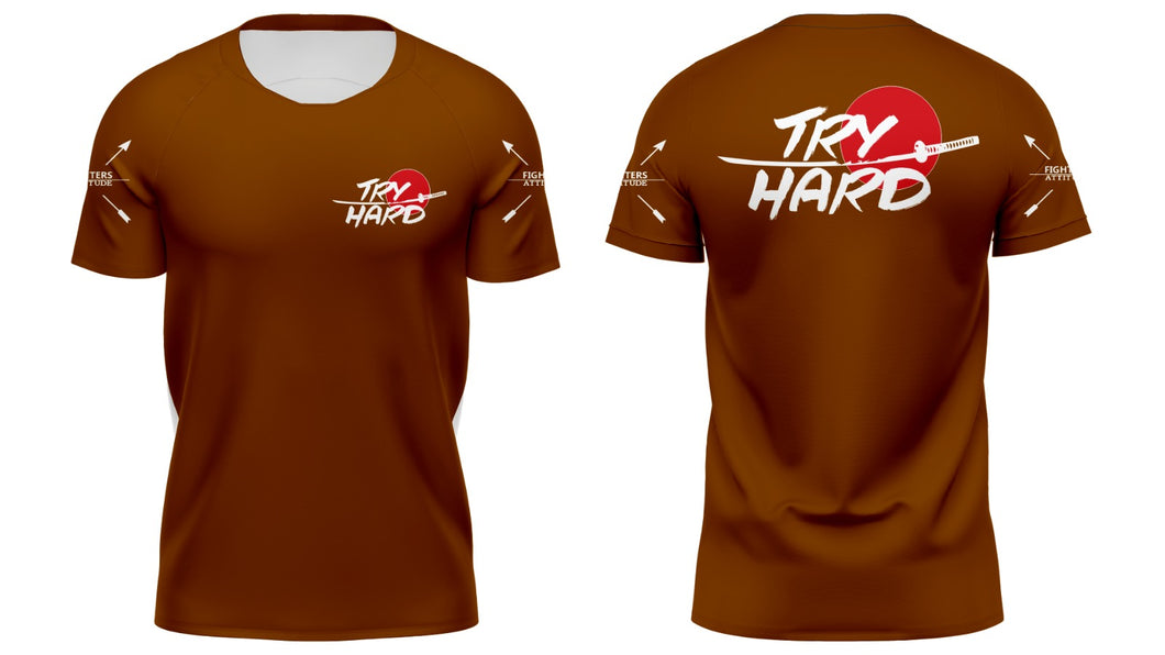 Rashguard Try Hard kurzarm- braun