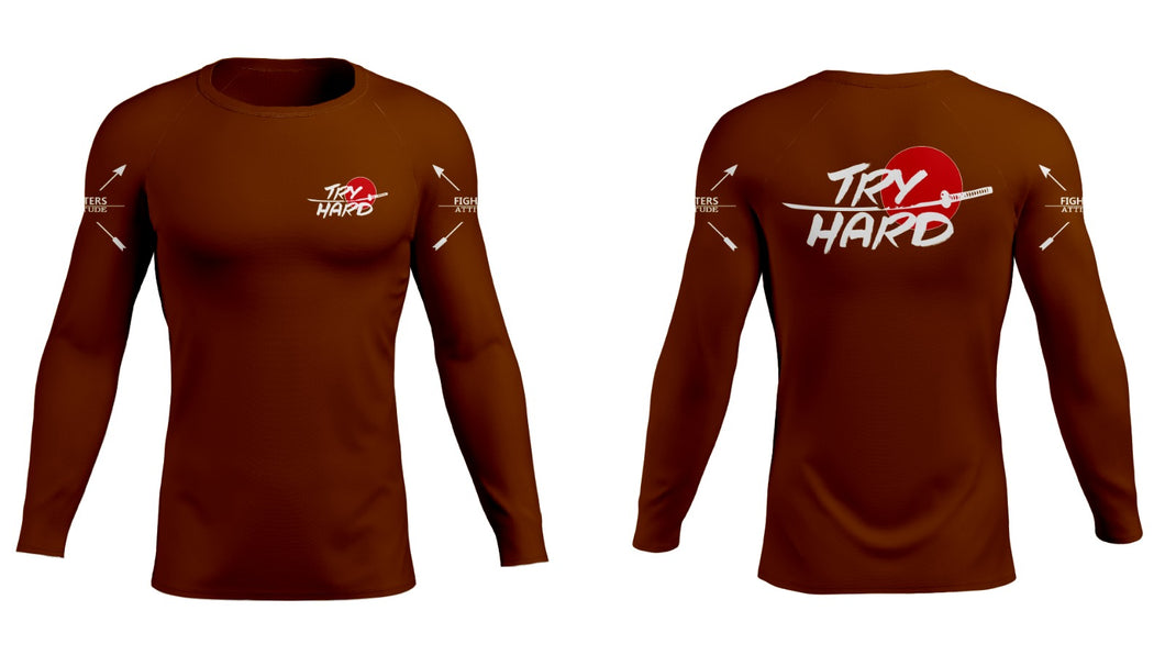 Rashguard Try Hard langarm- braun