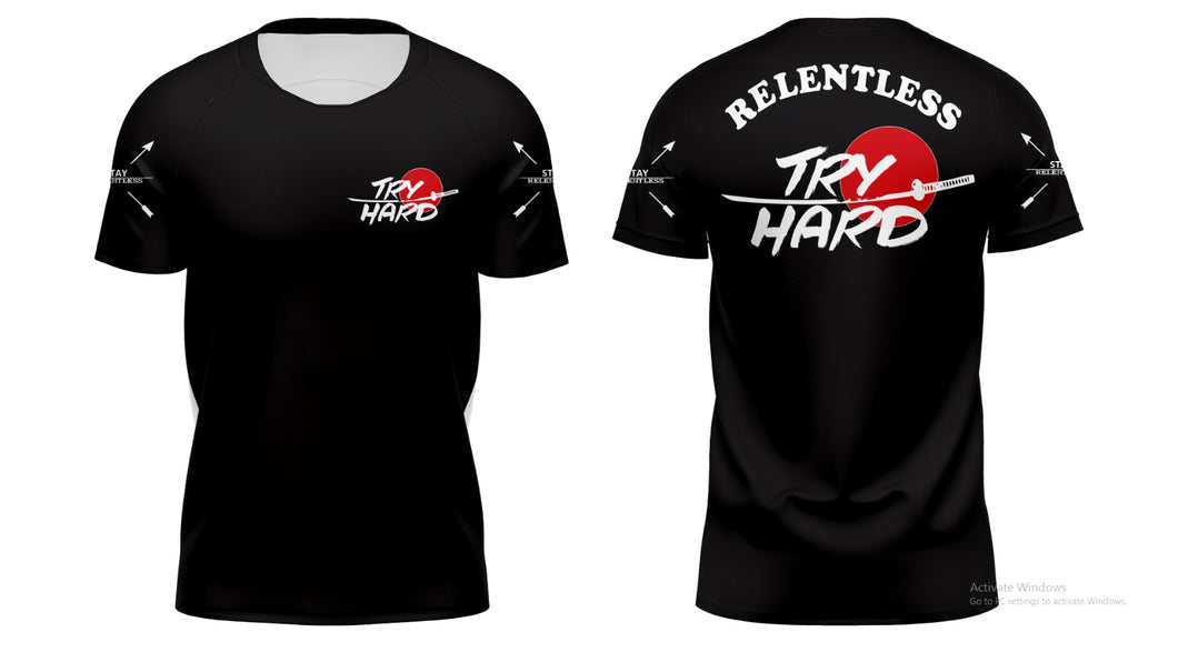 Rashguard Try Hard Relentless kurzarm- Schwarz