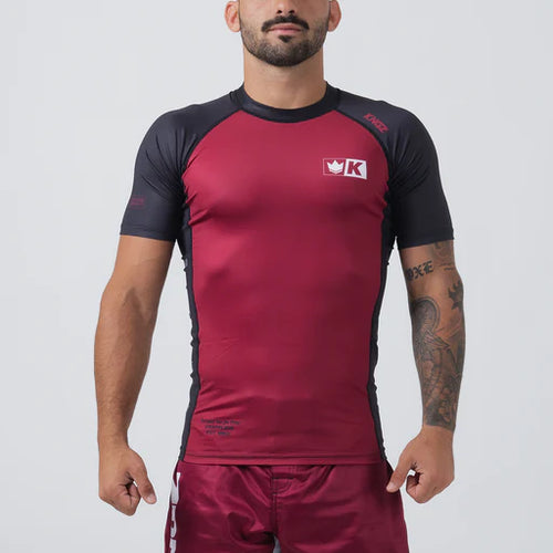 Rashguard Kingz Krown Kurzarmat- Granat