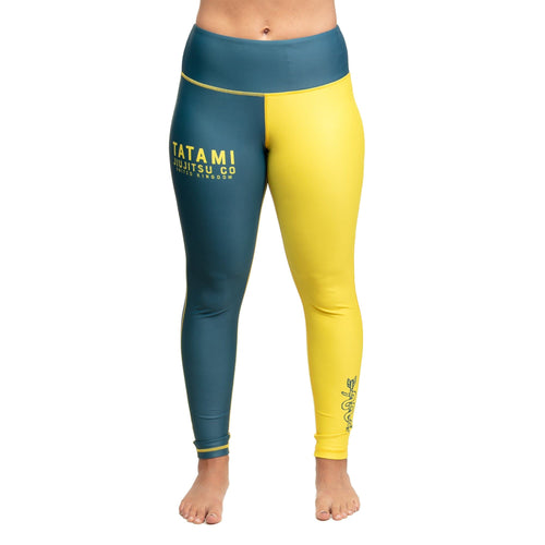 Tatami Ladies Supply Co Navy Grappling Leggings- Navy Blue-Yellow